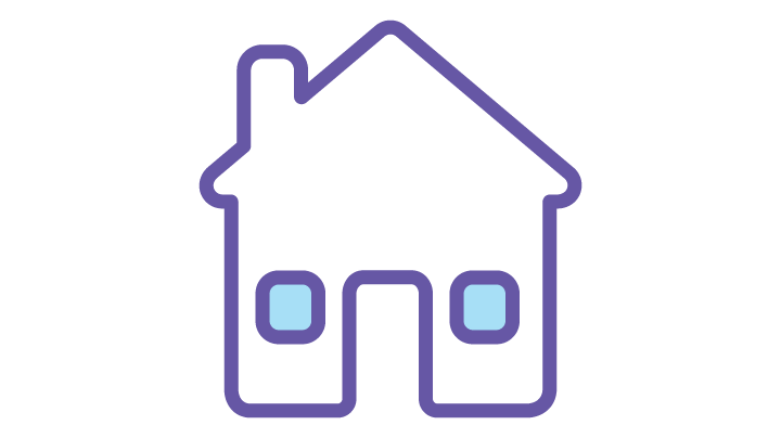 Light blue and purple icon of a home