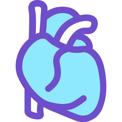 Light blue and purple icon of a heart