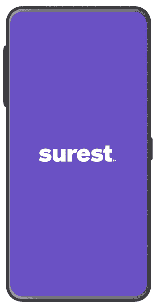 Surest logo on cell phone